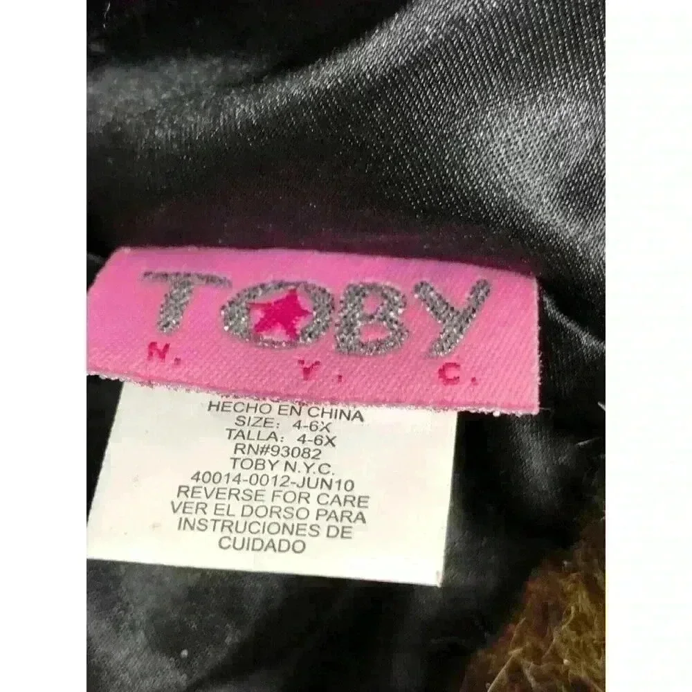 Toby NYC girls faux fur hat 4-6X leopard print brown